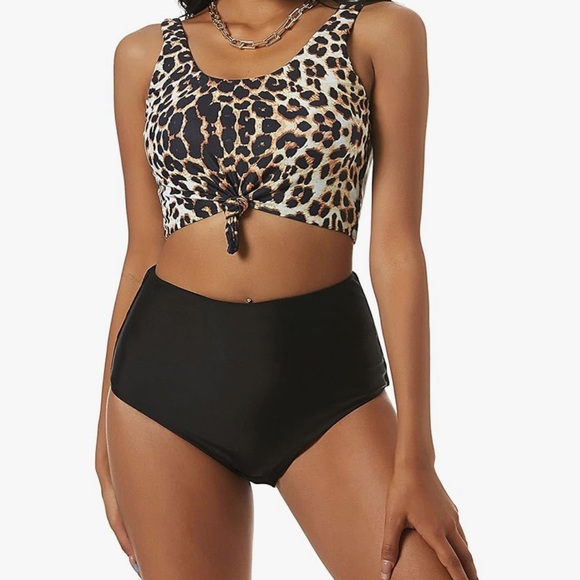 Zaful Other - Zaful Leopard and Black Bikini Set